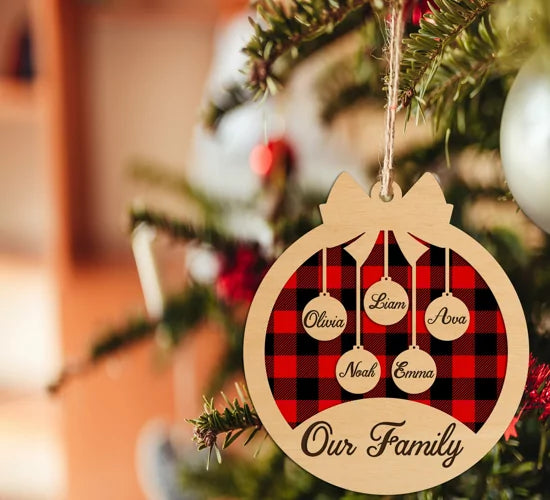 Plaid Family Ornament