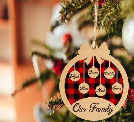 Plaid Family Ornament