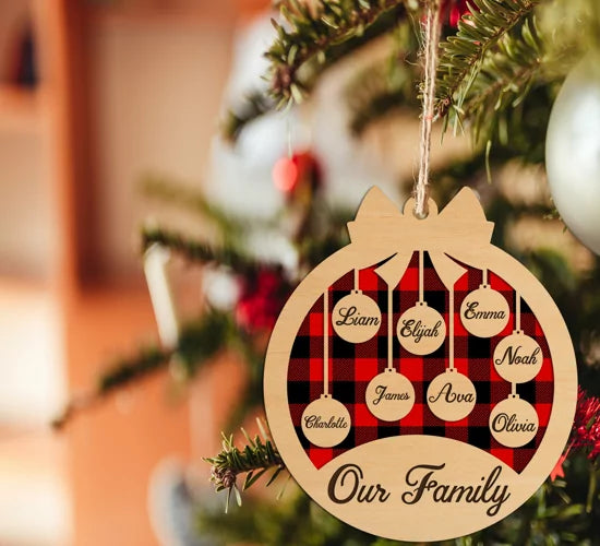 Plaid Family Ornament