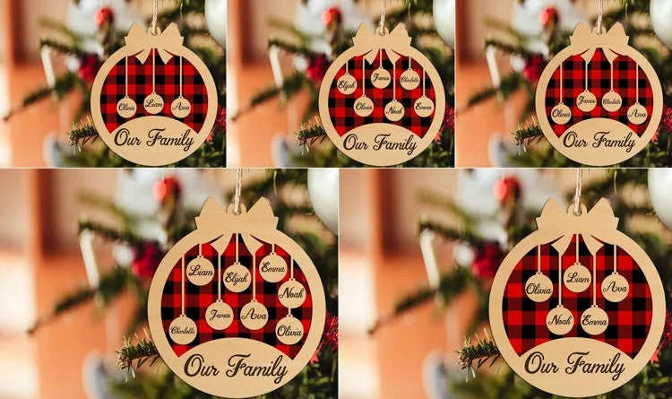 Plaid Family Ornament